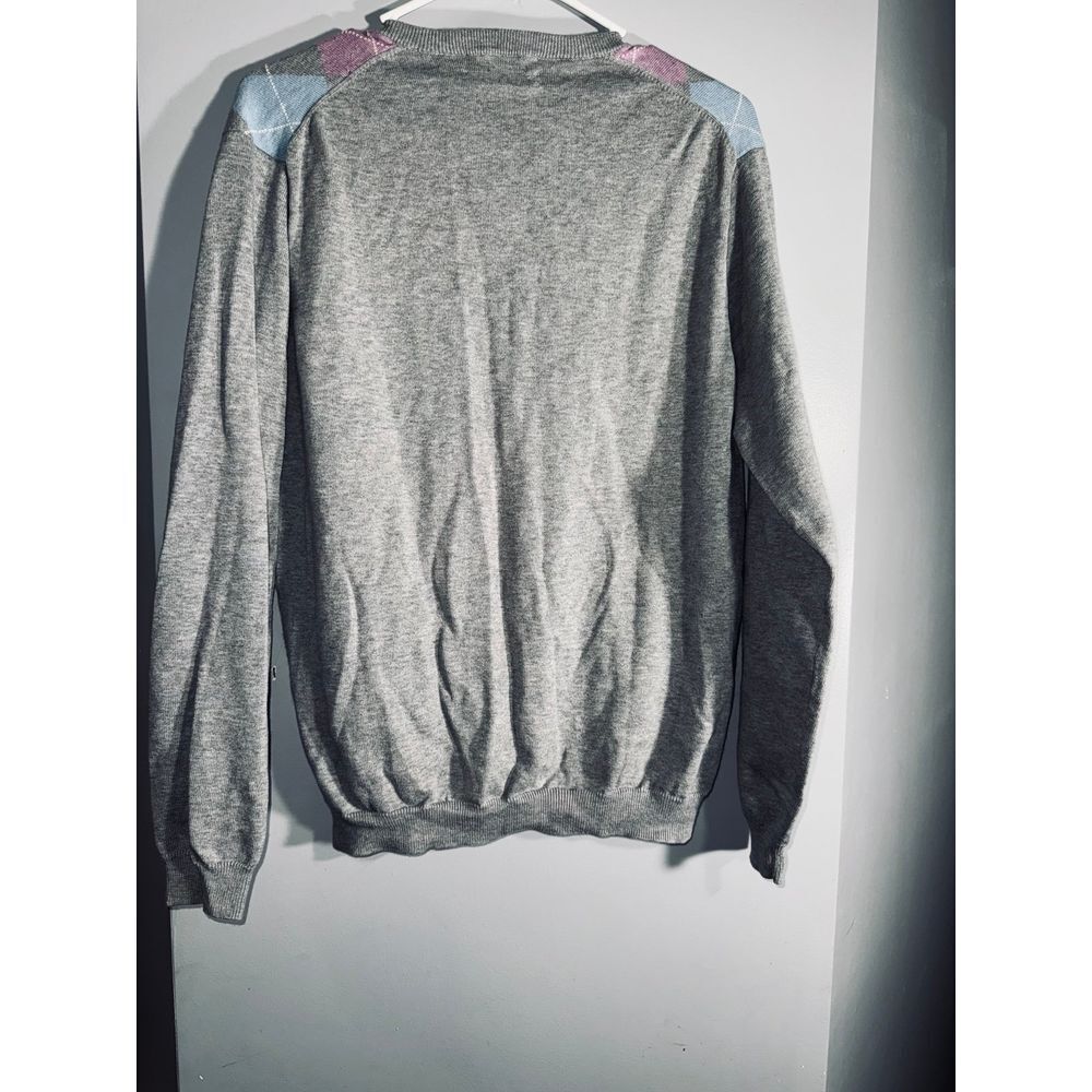 Bullock & Jones gray argyle cotton cashmere sweater size large - Picture 4 of 6